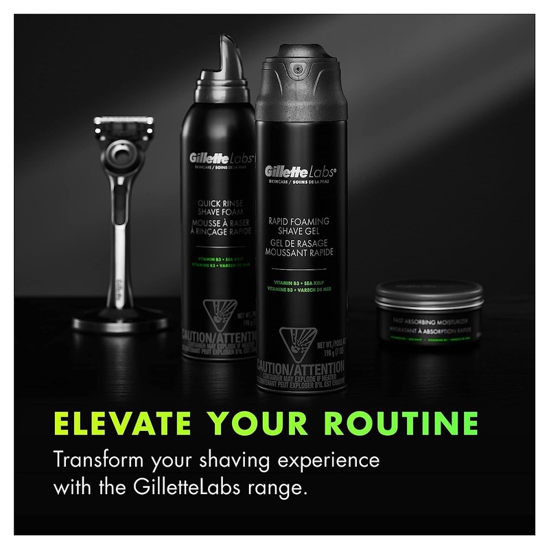 Gillette Labs Rapid Foaming Shaving Gel for Men, Alcohol, Dye