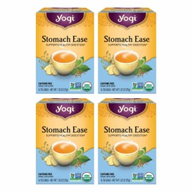 Yogi Tea Stomach Ease - 16 Bags per Pack (4 Packs) - Digestive Tea to Help Soothe & Calm the Stomach - Includes Licorice, Fennel, Ginger, Peppermint & More