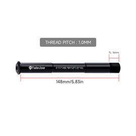 Thread Pitch 1.0mm Bicycle Hub Thru Axle Adapter Boost Forks Quick Release (15mm x 148mm Length)