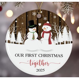 Our First Christmas Together Ornament 2025 for Couple, 1stChristmas Wedding Gifts Ornament205, Just Married Couple Gifts -Engagement Gifts for Couples - CeramicChristmas Ornaments 2025