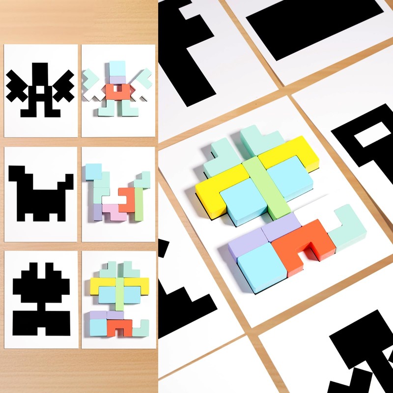 PrfcNL Wooden Multifunctional Tetris - Wooden Tetris Puzzle for Improving