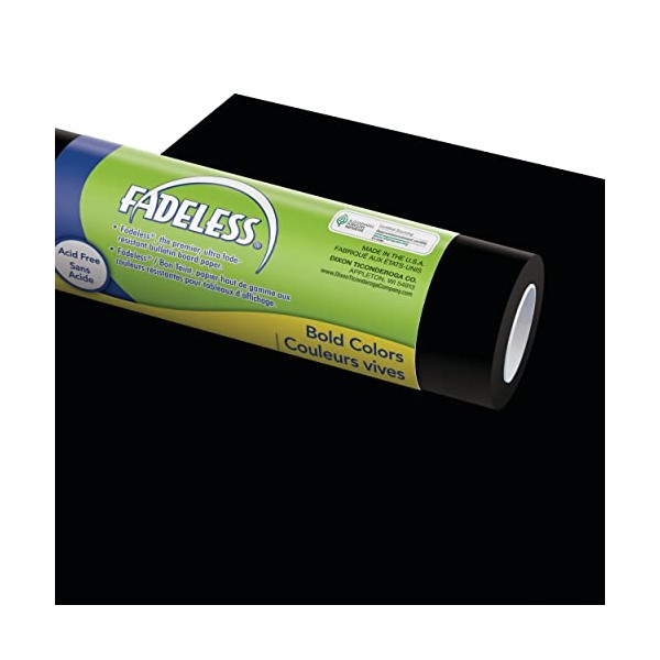 Fadeless Bulletin Board Paper, Fade-Resistant Paper for Classroom Decor, 48” x 12’, Black, 1 Roll