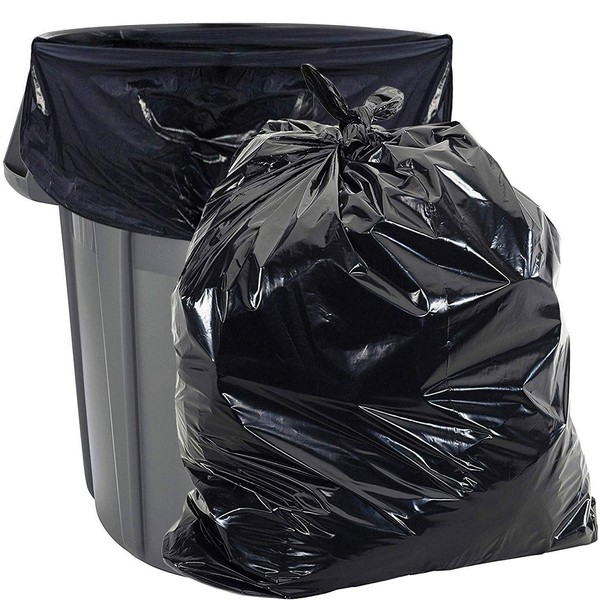 Aluf Plastics Gallon Size 55-60 Typically 38" x 58" 1.8 MIL Black Heavy Duty Garbage Trash Bags - Pack of 50 - For Contractor, Industrial, Institutional, & Commercial