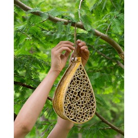 SunVara Wild Pollinator Mason Bee Habitat | Garden Bee House | Hanging Bee House Pack 2
