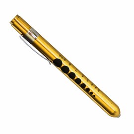 Professional Medical Diagnostic Penlight with Pupil Gauge Gold with 2 AAA Batteries by Vilmark (Gold)