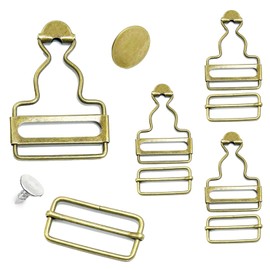 4 Pairs Dungaree Clips, Adjustable Overall Braces Buckle, Stainless Steel Jumpsuit Slider Clip, Metal Clasp Replacement, for Braces, Hand Bags, Jackets, Kids Overalls, DIY Clothing, Pinafore Dresses
