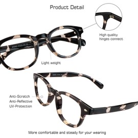 VisionGlobal Blue Light Blocking Glasses for Women/Men, Anti Eyestrain, Computer Reading, TV Glasses, Stylish Oval Frame, Anti UV, Anti Glare(Clear Black,+2.50 Magnification)