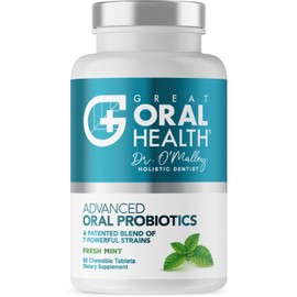 Oral Probiotics for Mouth Bad Breath Treatment for Adults; Dentist Formulated Dental Probiotics for Teeth and Gums Health & Chronic Halitosis with BLIS K12 M18, 60 Chewable Oral Health Tablets Mint
