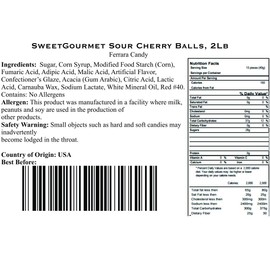 SweetGourmet Sour Cherry Balls Candy | 2 Pounds