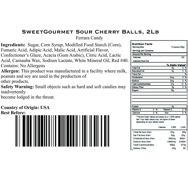 SweetGourmet Sour Cherry Balls Candy | 2 Pounds
