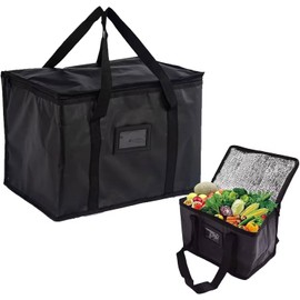 Bolsa Térmica Aislante 2 Unidades - Bolsas Impermeables para Comida con Cremallera, Plegables para Compras, Almuerzo o Viaje - Cooler Reusable Negro para, Picnic y Takeaway - Conserva Frío/Calor