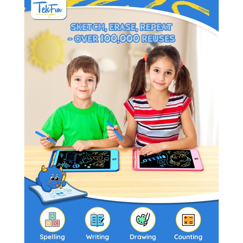TEKFUN 2 Pack LCD Writing Tablet for Kids, 10 Inch