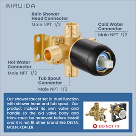 Airuida Shower Faucet Set with Tub Spout Bathtub Faucet Kit Shower Tub Faucet Set Complete Tub Shower Trim Kit with Solid Brass Rough-in Valve and 6 Inch Rainfall Square Showerhead Oil Rubbed Bronze