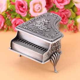 MOUMOUTEN Vintage Trinket Box, Piano Shaped Classic Metal Small Trinket Storage Organizer for Ring Earrings Bracelet (Piano Shape)