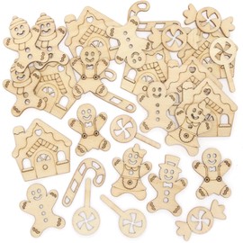 Baker Ross FE936 Mini Wooden Gingerbread for Crafts, 72 Pieces, Christmas Craft Decorations for Children and Adults, Ideal for Home, School and Joint Crafts and Decorating at Christmas