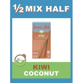 1/2 MIX HALF Incense, Kiwi & Coconut Incense Sticks, Short Size, 2 Scents, Pack of 24 OA-HGL-2-4