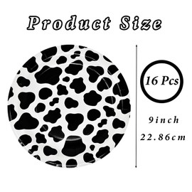 16P Jungle Safari Animal Party Cow Print Paper Plates 9 inch,Jungle Animal Party Paper Plates,Jungle Theme Party Tableware Decorations Set for Kids Jungle Safari Reptile Party Supplies