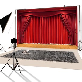 YongFoto 3x2m Photography Backdrop Red Curtain Stage Photo Background Backdrops for Photography Photo Shoots Party Adults Wedding Personal Portrait Vinyl Photo Studio Props
