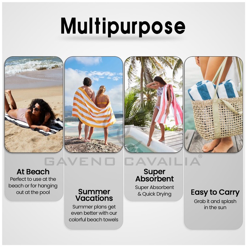 GC GAVENO CAVAILIA Microfiber Beach Towel Large - Super Absorbent