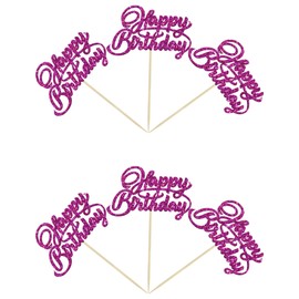 24 piezas de decoración para magdalenas de cumpleaños con purpurina morada, para celebrar fiestas de cumpleaños y decoración de pasteles