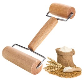 LHKJ Rolling Pin Small Wooden Rolling Pin with Handles, Perfect Baking Accessories for Fondant, Pizza, Cakes