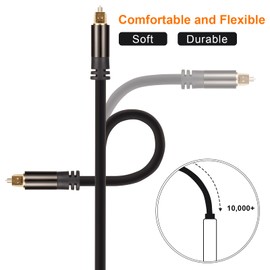 PX&PWR Optical Audio Cable (3.3FT), Fiber Optic Wire with Durable 24K Gold-Plated, Male to Male Digital Audio Optical Cable for Home Theater, Sound Bar, TV