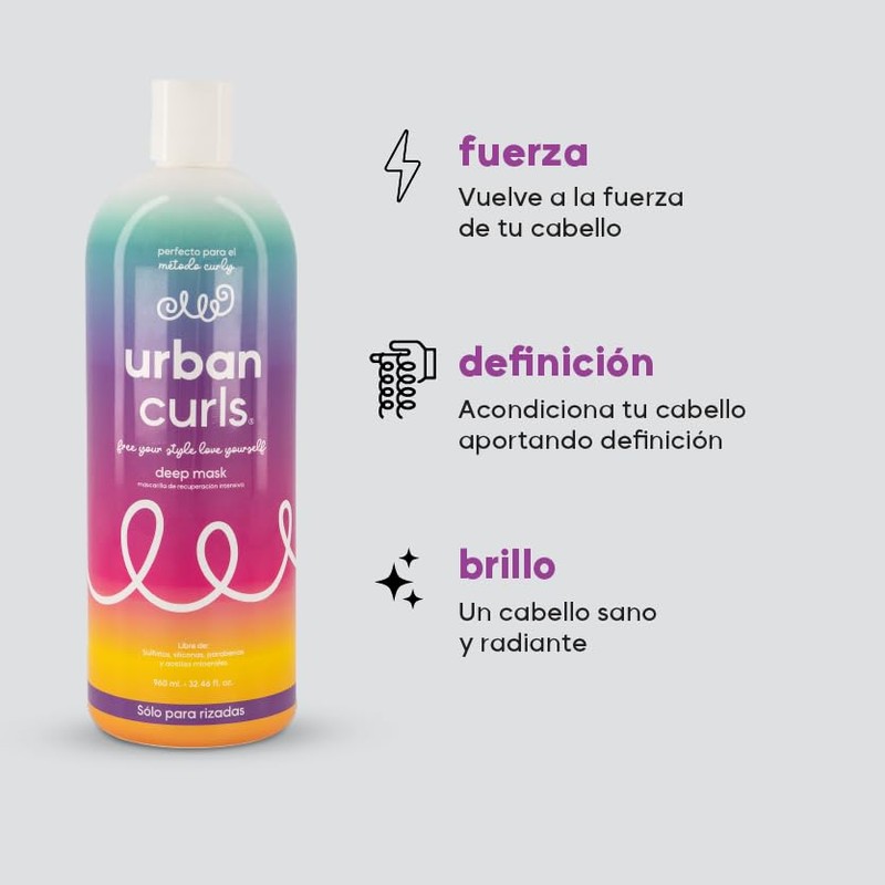 URBAN CURLS Deep Mask 960 ml – Mascarilla Hidratante Profunda