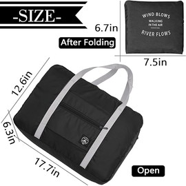 Spirit Airlines Personal Item Bag 18x14x8 – Foldable Underseat Travel Duffel Bag, Carry-on Luggage for Women and Men – Lightweight, Durable, and Airline Compliant (Black)