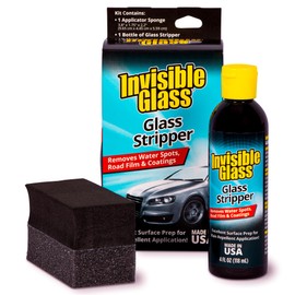 Invisible Glass 91411 Glass Stripper Hard Water Spot Remover Kit - Removes Coatings, Water Stains, Waxes, Oils, and More - Glass Polish Car Window Windshield Treatment - 4 Fl Oz