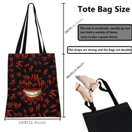 TSOTMO Joker Merch Gift Joker Character Joke Ghoul Tote Bag for Joker Lovers, Horror Movie Fans Gift, 1, M, carry bag