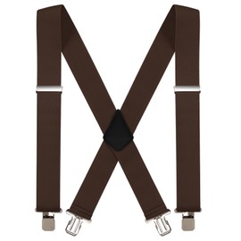 BoiLafiYon Suspenders for Men with Heavy Duty Clip, 2" Wide Men's Suspenders for Work X-Back Suspenders Ideal for Seniors Fathers Husbands (Dark Brown)