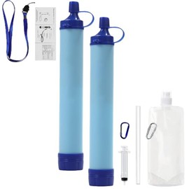 Water Filter, Survival Filtration Portable Gear, Emergency Preparedness, Supply for Drinking Hiking Camping Team Family Outing (2PCS)