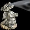Mystical Silver Dragon Incense Cone Holder - 9.5cm x 6cm