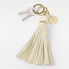 THINGS REMEMBERED Engraved Cream Leather Tassel Keychain & Bag Tag