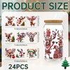 24PCS Christmas Deer UV DTF Cup Wrap Stickers