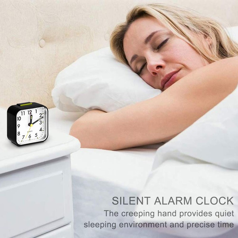 Silent Alarm Clocks Bedside Non Ticking Battery Powered Table Clocks