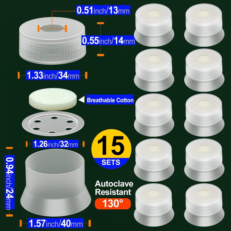 Biomed Solutions Mushroom Grow Bag Cap and Ring for Cultivating