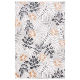 SAFAVIEH Cabana Collection Area Rug - 5'1" x 7'6", Grey & Ivory, Floral Design, Non-Shedding & Easy Care, Indoor/Outdoor & Washable-Ideal for Patio, Backyard, Mudroom (CBN405A)