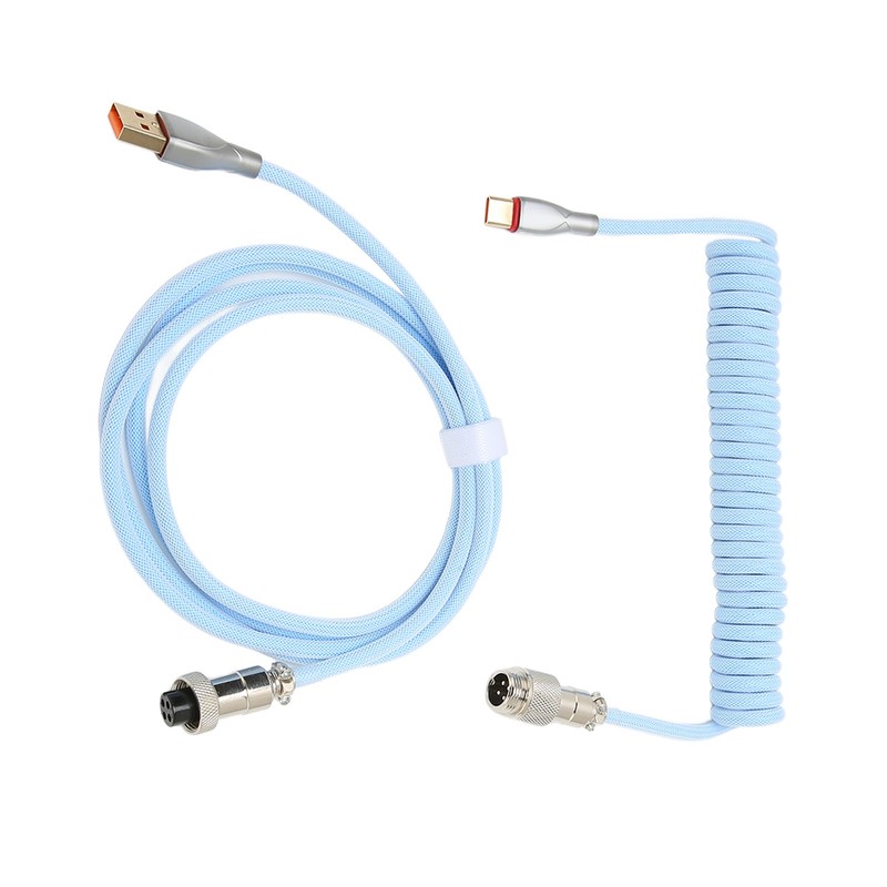 Mechanical Keyboard Cable Double Sleeve Custom Coiled with Detachable Metal
