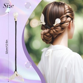 Flower Hair Deft Bun Maker Elegant Lazy Curler Rhinestone Hand-Embroidered French Butterfly Twist Scrunchies Hairstyle Shaper Curls Updo Accessories Sparkly Ball Clip for Women Long Hair 4 Pcs