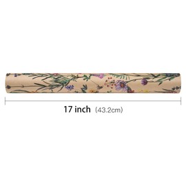 RUSPEPA Wild Flower Wrapping Paper Roll for Women, 17 Inches x 32.8 Feet, Mini Roll, Kraft Floral Design Wrapping Paper for Spring, Birthdays, Weddings, Bridal Shower and Engagement