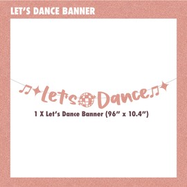 Modern Whimsy Pink Glitter Let's Dance Banner | Dance Party Decorations | Perfect for Bachelorette Party, Girls Night Out, Disco Ball Decor, Ballerina Birthday, or ERAS or Pink Pony Club Decorations