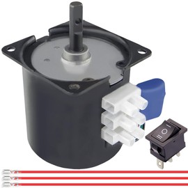 JYUDAUFU 60KTYZ Synchronous Motor 30RPM AC 220V CW/CCW Rotary Gear Shaking Permanent Magnet Motor with Bracket, 3 Position Switch, Spring Wire, for Electrical Appliances/Step Lamp/Automation/DIY