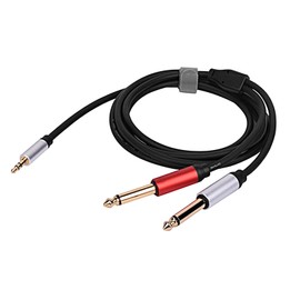 XMUXI 3.5mm to Dual 6.35mm Cable,1/8 Inch TRS Male to Dual 1/4 Inch TS Male Mono Stereo Y Splitter Cable for Phone, PC, Computer Amplifiers/Mixer Audio (1 Meters)