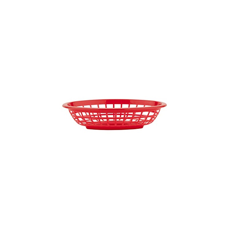 G.E.T. OB-734-R Oval Serving/Bread Basket, 8" x 5.5", Red (Pack