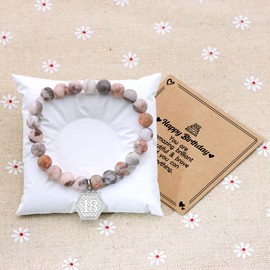 IVELECT Birthday Bracelet Gifts for Girls Women,Pink Zebra Anxiety Crystals Bracelet for 10th to 70st Birthdays Fit for Mom Friends Daughter Auntie Granddaughter Niece Sister (16)