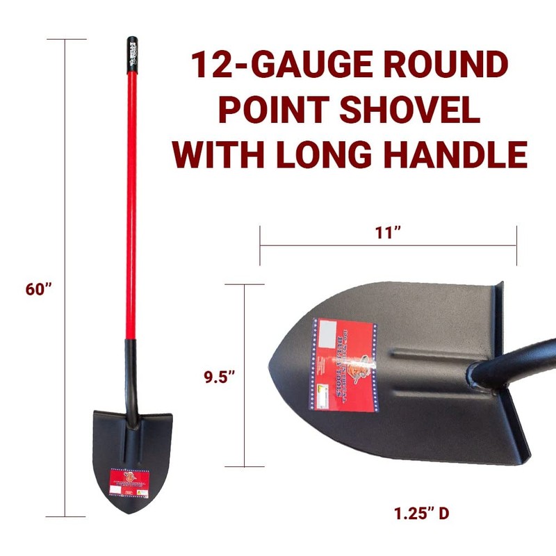 Bully Tools Round Point Heavy Duty Shovel - 12-Gauge Fiberglass