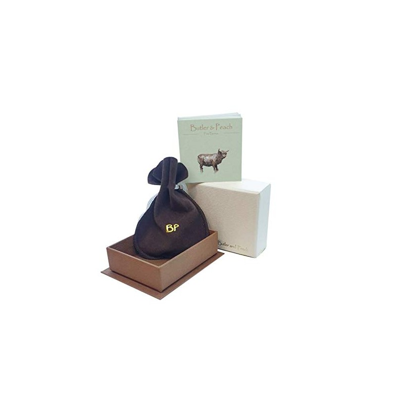 Spaniel Butler and Peach Miniature Sculpture Solid Bronze 3.5 x