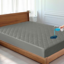 LUX Décor Twin XL Mattress Pad - Quilted Elastic Fitted Mattress Cover Protector Upto 16 Inches Deep Pocket - Soft Breathable Noiseless Mattress Topper (Grey “39 X 80”)