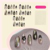 30Pcs Black French Tip Press on Nails Medium Gold Star